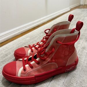 Dior Red and Pink High-Top Sneakers